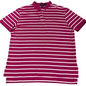 Polo Ralph Lauren Pima Soft Touch Striped Polo‎ Shirt Pink White Men's Size L